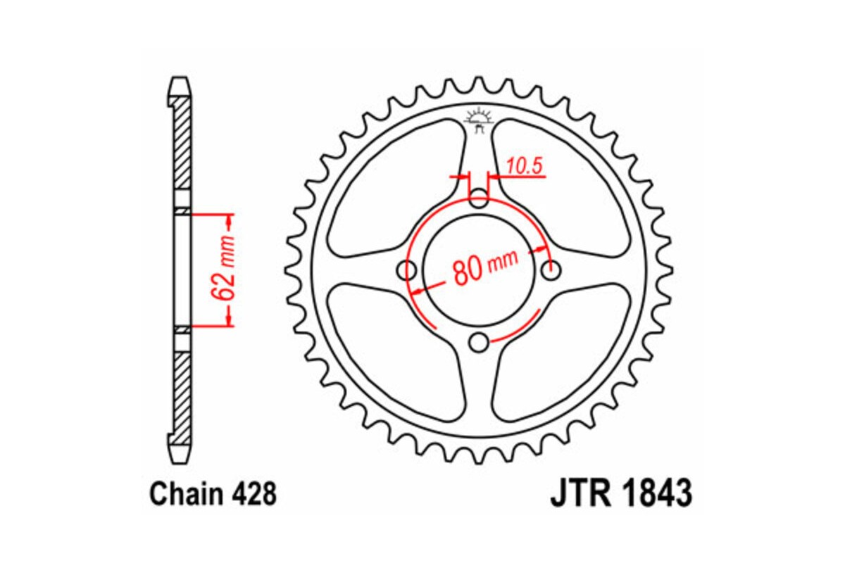 Couronne JT SPROCKETS acier standard 1843 - 428