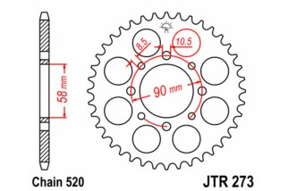 Couronne JT SPROCKETS acier standard 273 - 520