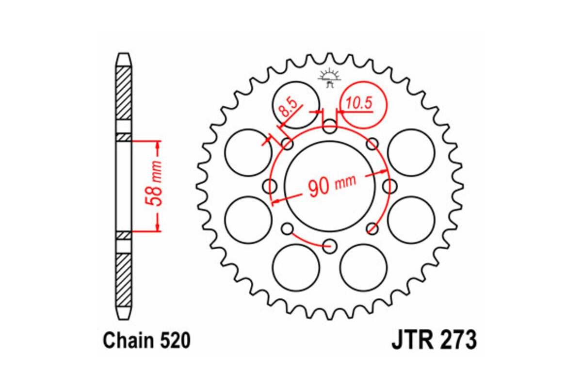 Couronne JT SPROCKETS acier standard 273 - 520