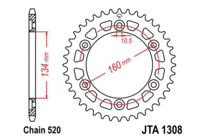 Couronne JT SPROCKETS aluminium Ultra-Light 1308 - 520