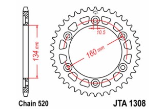 Couronne JT SPROCKETS aluminium Ultra-Light 1308 - 520