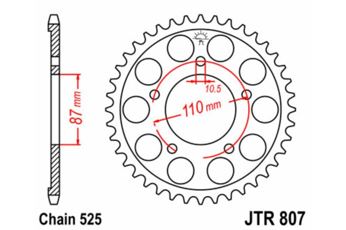 Couronne JT SPROCKETS acier standard 807 - 525