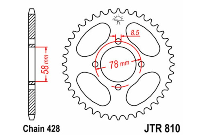 Couronne JT SPROCKETS acier standard 810 - 428