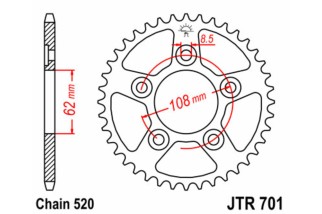 Couronne JT SPROCKETS acier standard 701 - 520