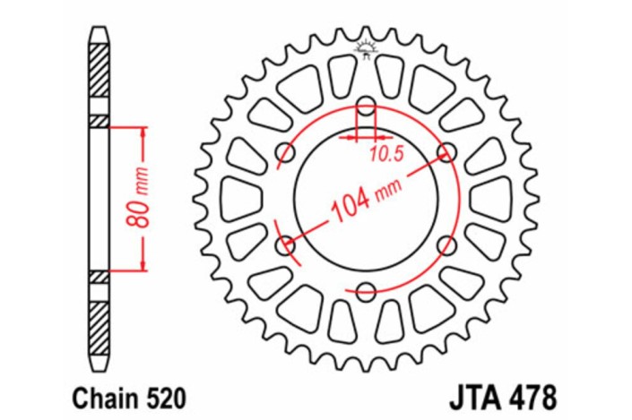 Couronne JT SPROCKETS aluminium Ultra-Light 478 - 520