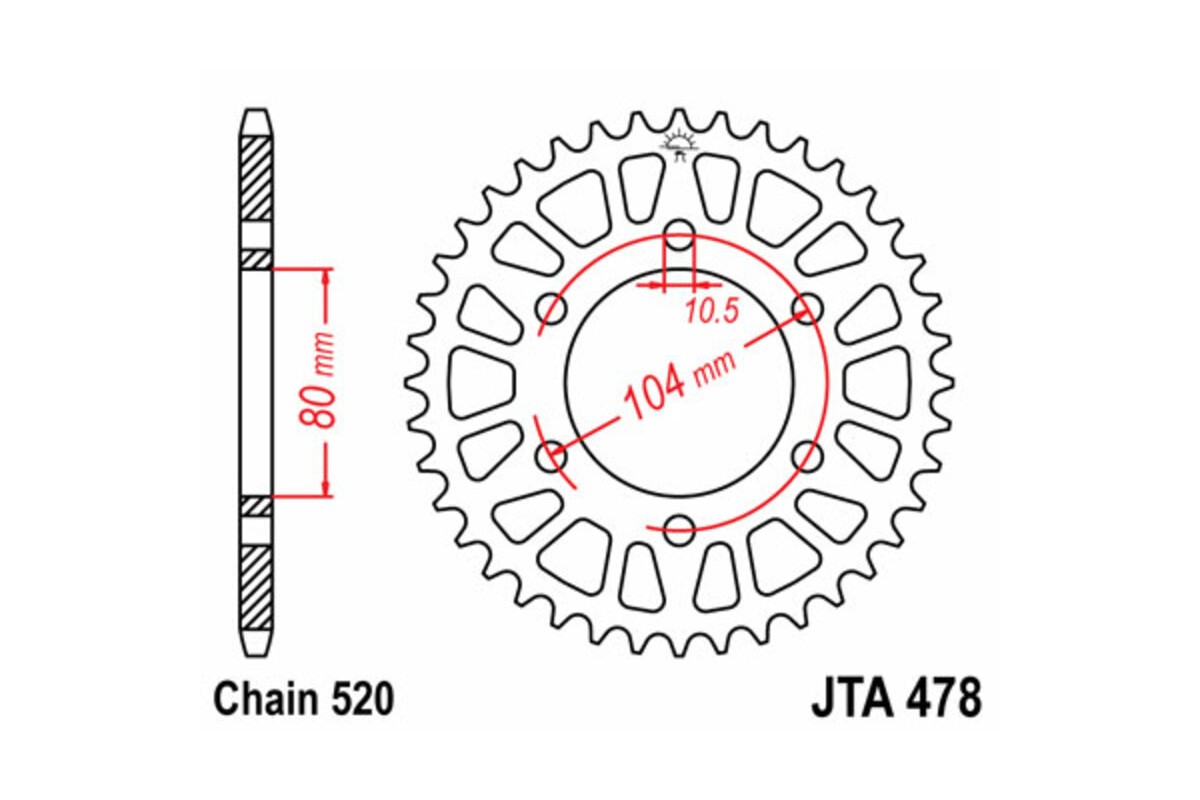 Couronne JT SPROCKETS aluminium Ultra-Light 478 - 520