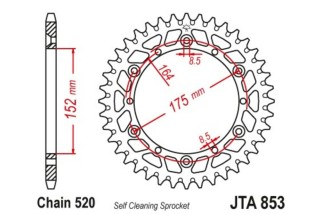 Couronne JT SPROCKETS aluminium ultra-light anti-boue 853 - 520