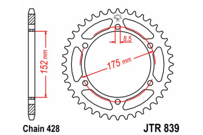 Couronne JT SPROCKETS acier standard 839 - 428