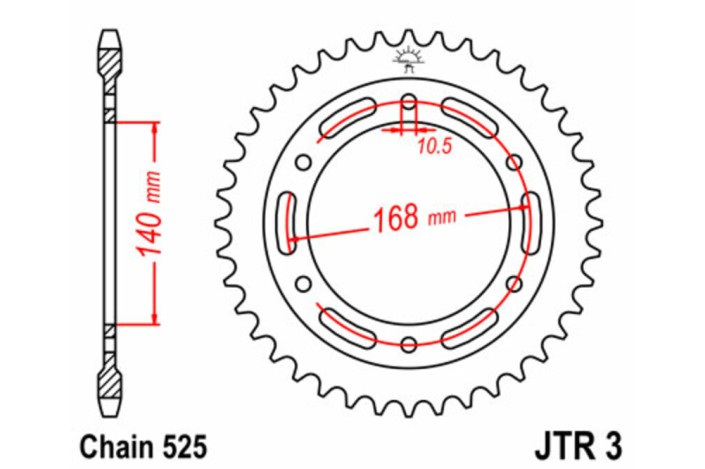 Couronne JT SPROCKETS acier standard 3 - 525