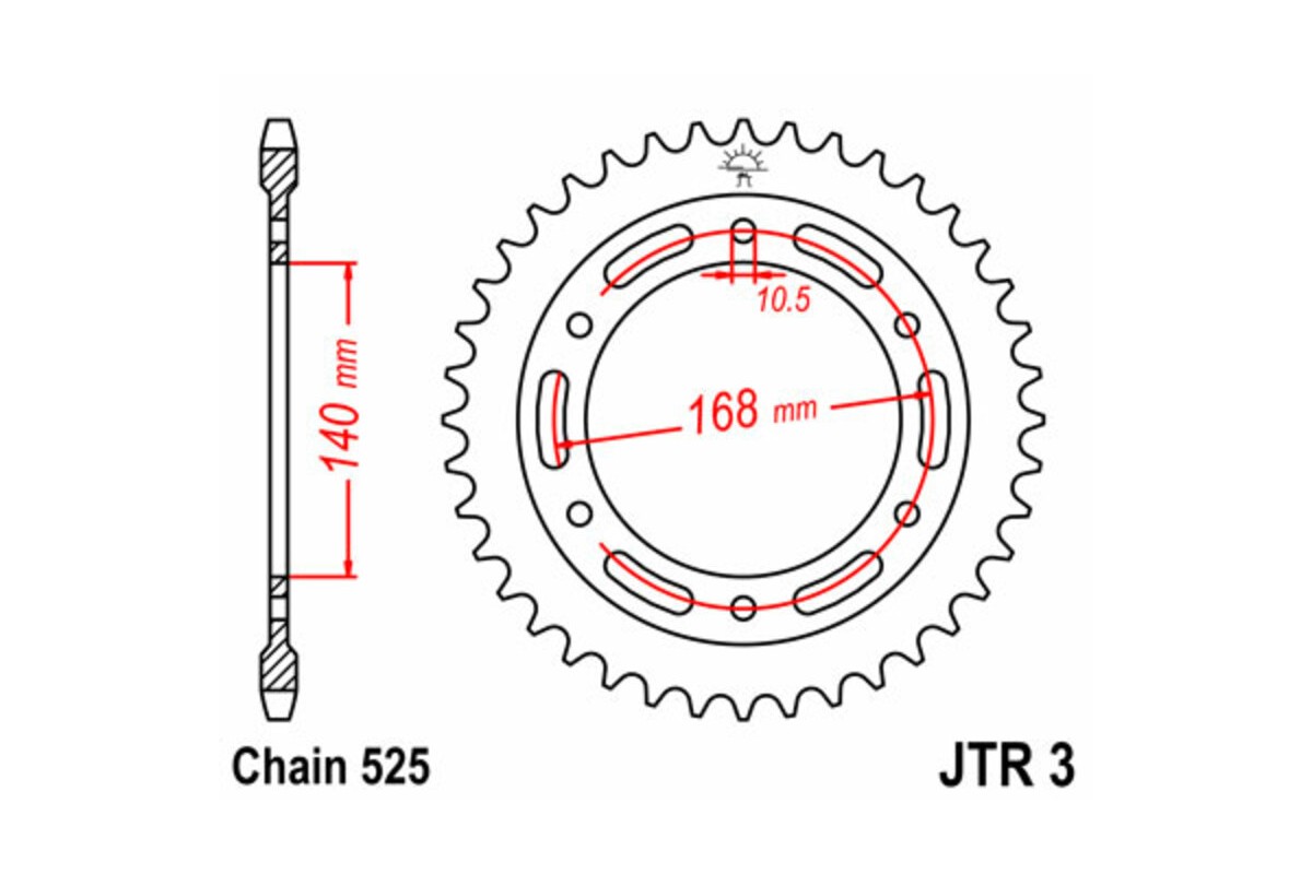 Couronne JT SPROCKETS acier standard 3 - 525