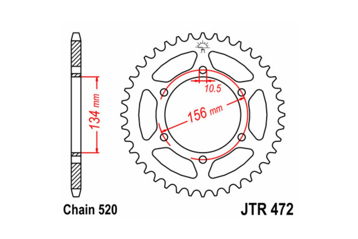 Couronne JT SPROCKETS acier standard 472 - 520
