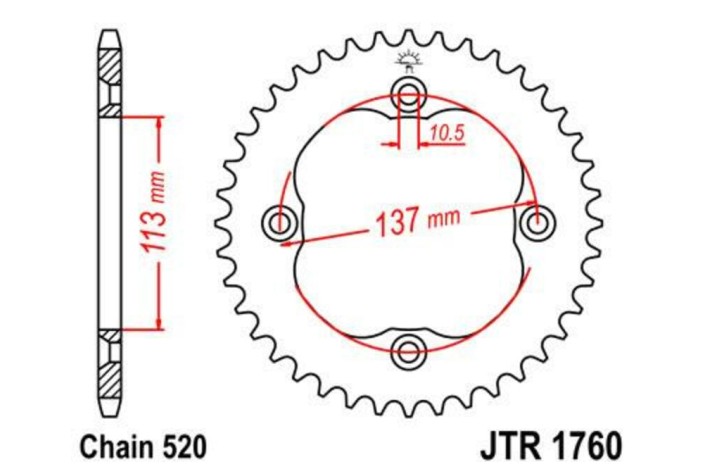 Couronne JT SPROCKETS acier standard 1760 - 520