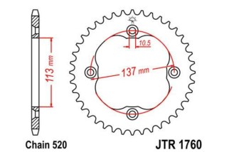 Couronne JT SPROCKETS acier standard 1760 - 520