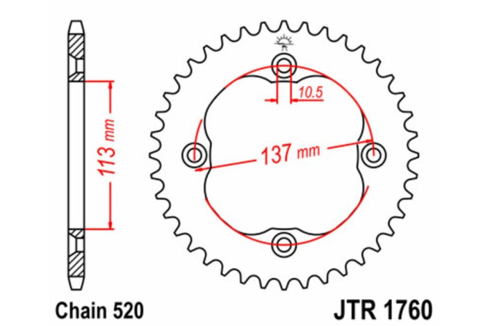 Couronne JT SPROCKETS acier standard 1760 - 520
