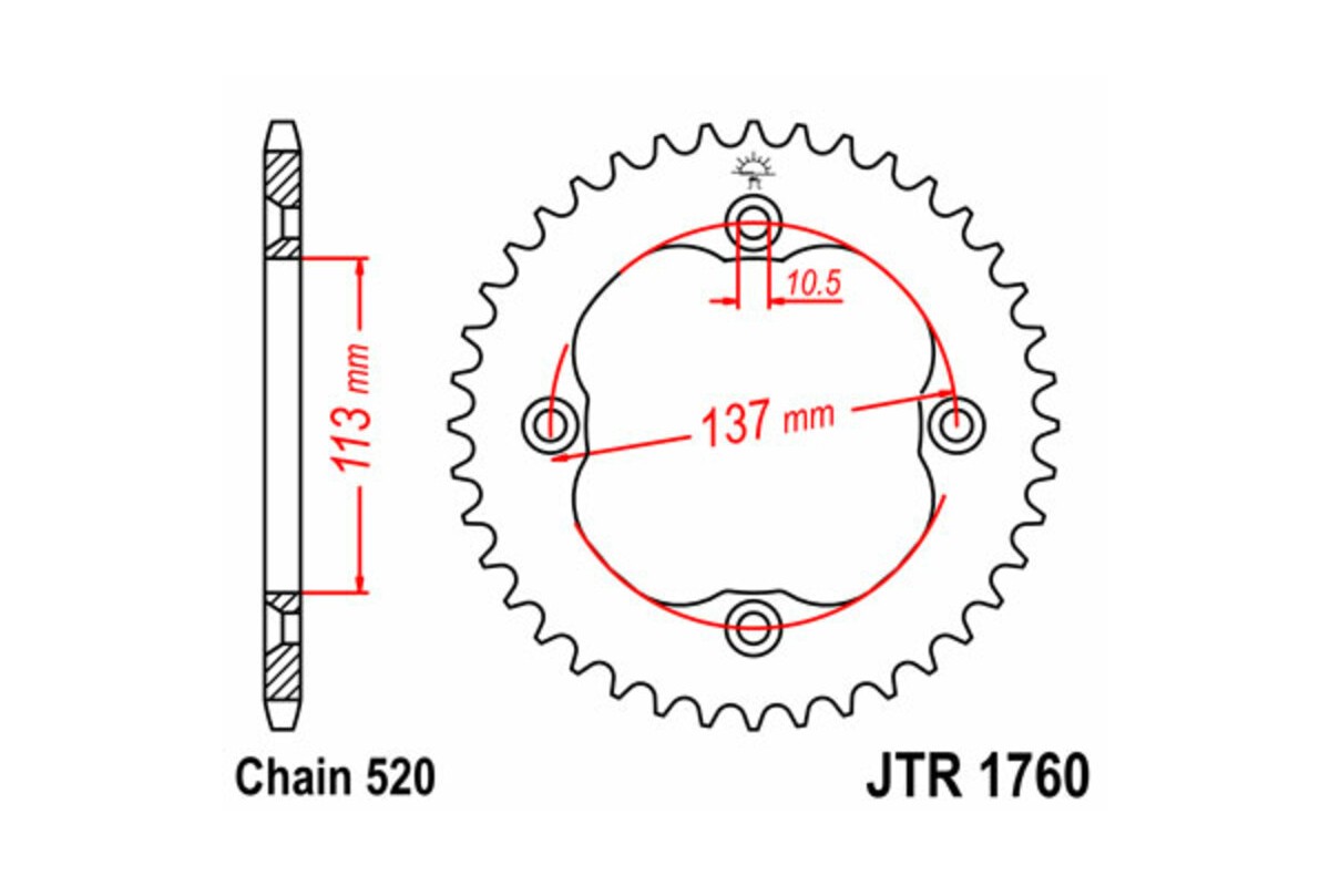 Couronne JT SPROCKETS acier standard 1760 - 520