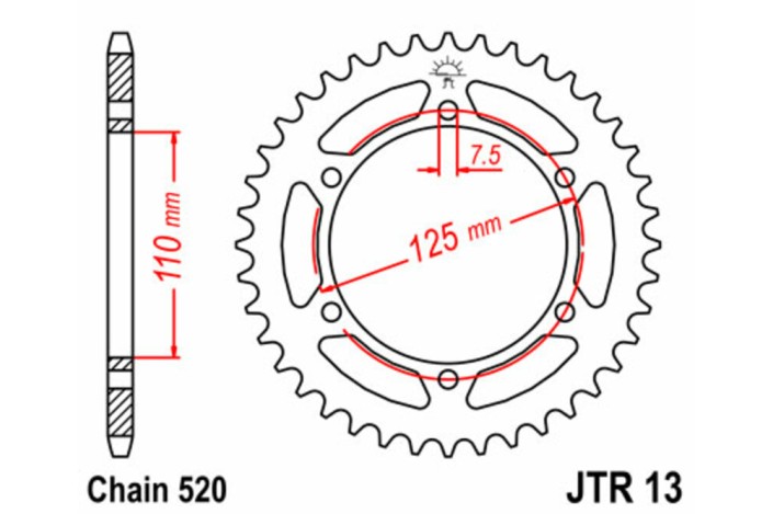Couronne JT SPROCKETS acier standard 13 - 520