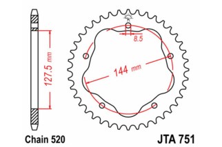 Couronne JT SPROCKETS acier standard 751 - 520 - Nécessite un porte couronne JT SPROCKETS