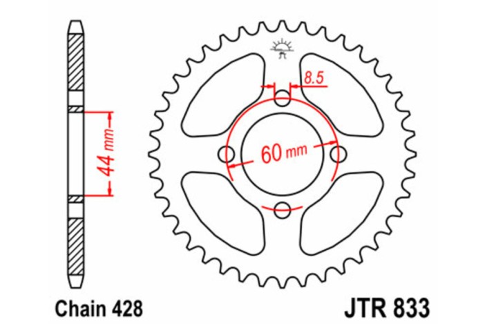 Couronne JT SPROCKETS acier standard 833 - 428