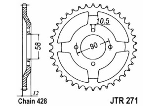Couronne JT SPROCKETS acier standard 271 - 428