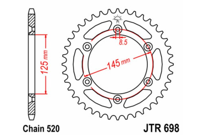 Couronne JT SPROCKETS acier standard 698 - 520
