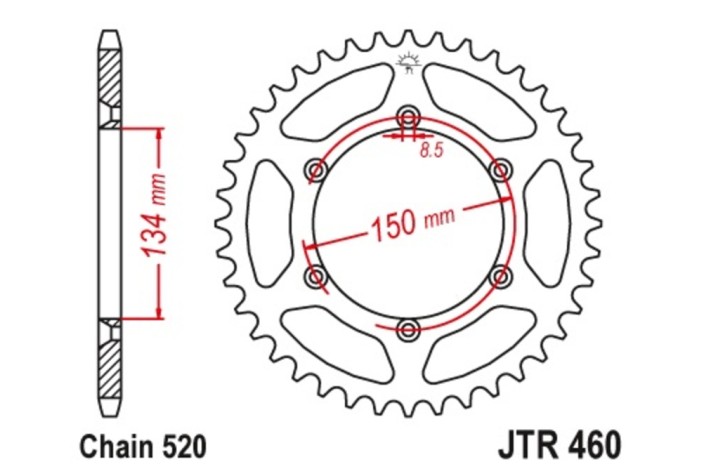 Couronne JT SPROCKETS acier anti-boue 460 - 520