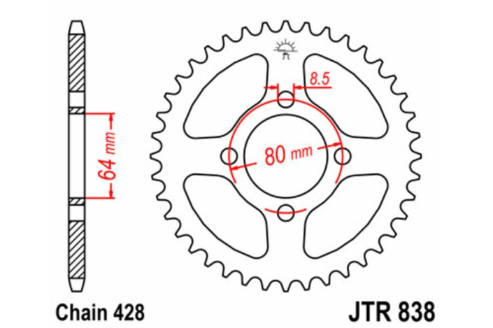 Couronne JT SPROCKETS acier standard 838 - 428