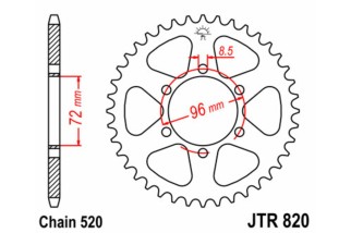 Couronne JT SPROCKETS acier standard 820 - 520