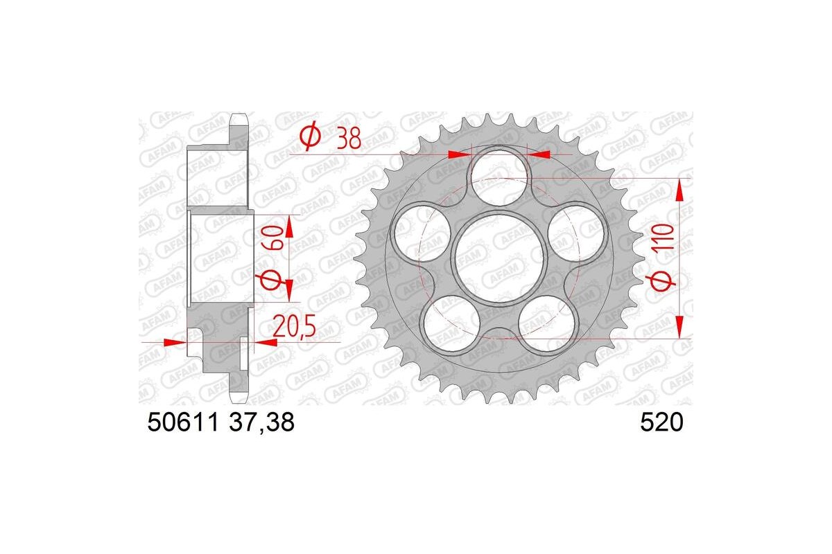 Couronne AFAM acier standard 50611 - 520