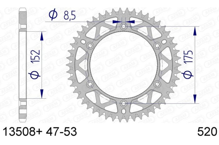 Couronne AFAM aluminium Ultra-Light anti-boue 13508 - 520