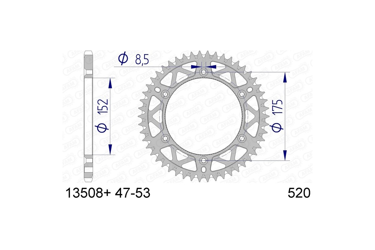 Couronne AFAM aluminium Ultra-Light anti-boue 13508 - 520