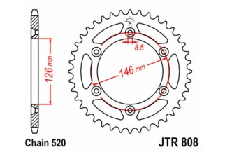 Couronne JT SPROCKETS acier standard 808 - 520