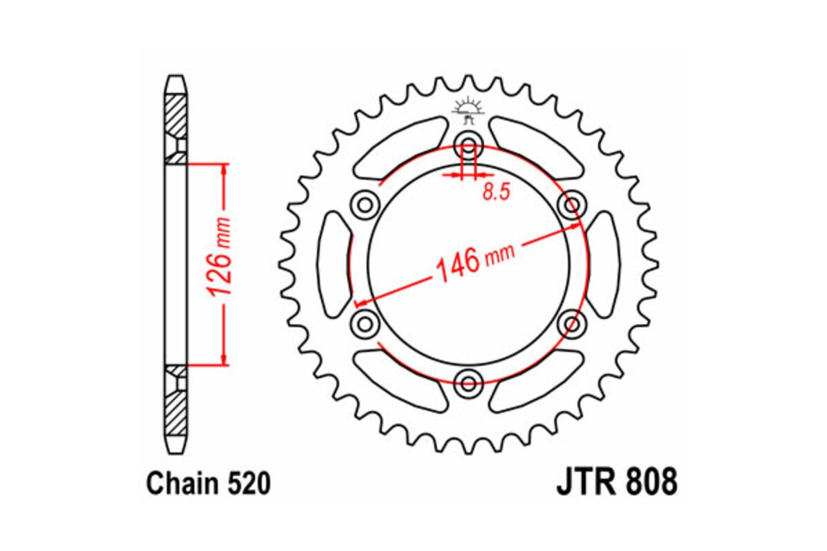 Couronne JT SPROCKETS acier standard 808 - 520