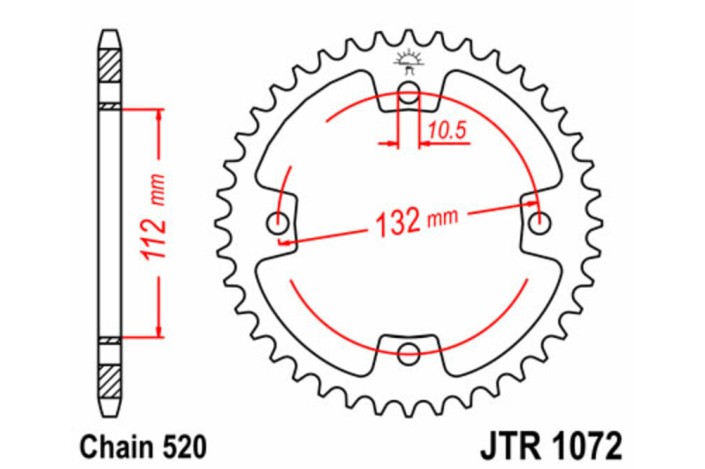 Couronne JT SPROCKETS acier standard 1072 - 520