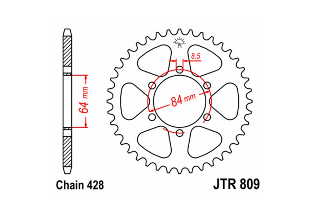 Couronne JT SPROCKETS acier standard 809 - 428