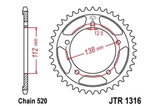 Couronne JT SPROCKETS acier standard 1316 - 520