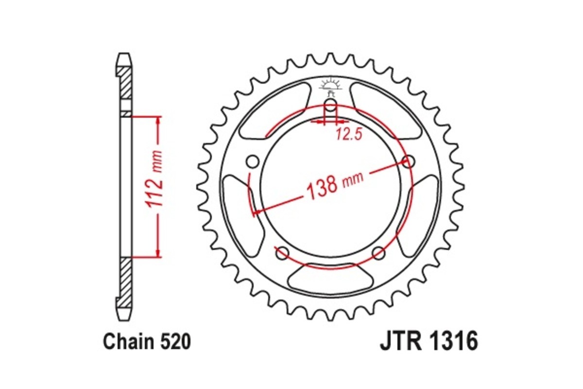Couronne JT SPROCKETS acier standard 1316 - 520