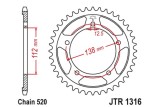 Couronne JT SPROCKETS acier standard 1316 - 520