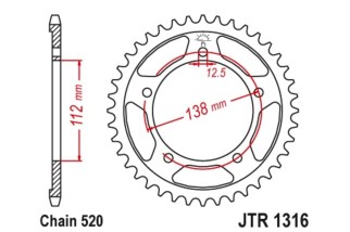 Couronne JT SPROCKETS acier standard 1316 - 520