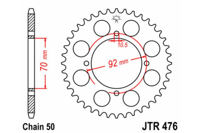 Couronne JT SPROCKETS acier standard 476 - 530