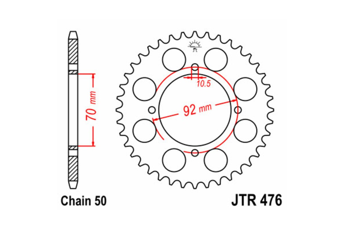 Couronne JT SPROCKETS acier standard 476 - 530