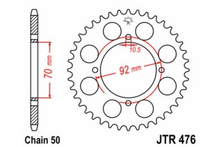 Couronne JT SPROCKETS acier standard 476 - 530