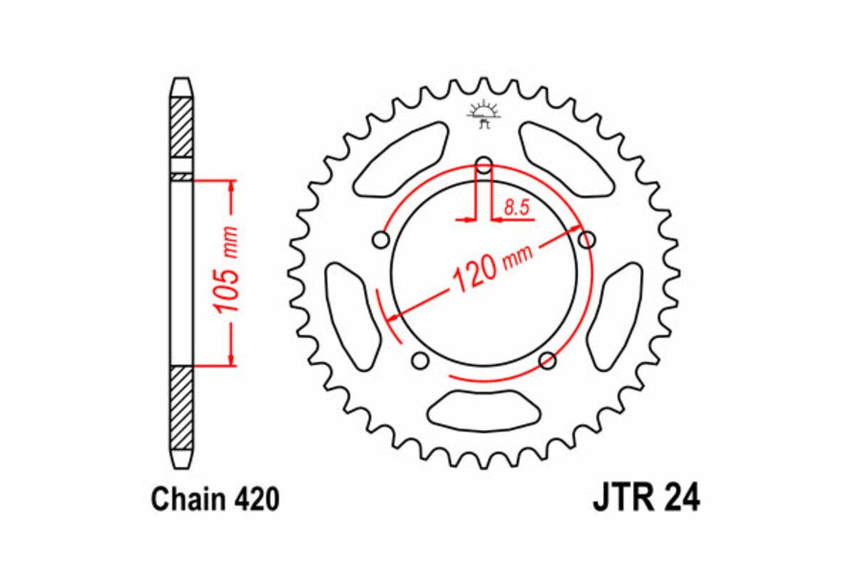 Couronne JT SPROCKETS acier standard 24 - 420