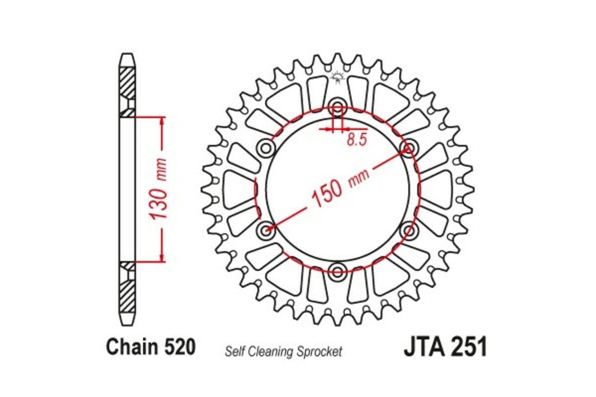 Couronne JT SPROCKETS aluminium ultra-light 251 - 520