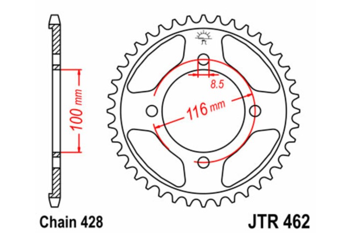 Couronne JT SPROCKETS acier standard 462 - 428