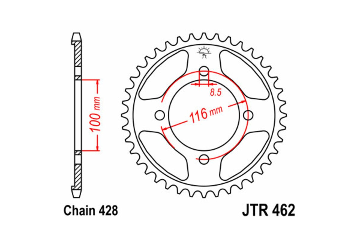 Couronne JT SPROCKETS acier standard 462 - 428