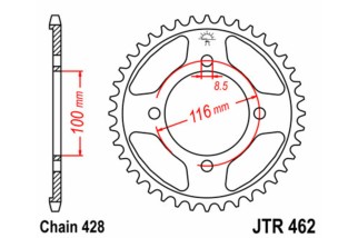 Couronne JT SPROCKETS acier standard 462 - 428