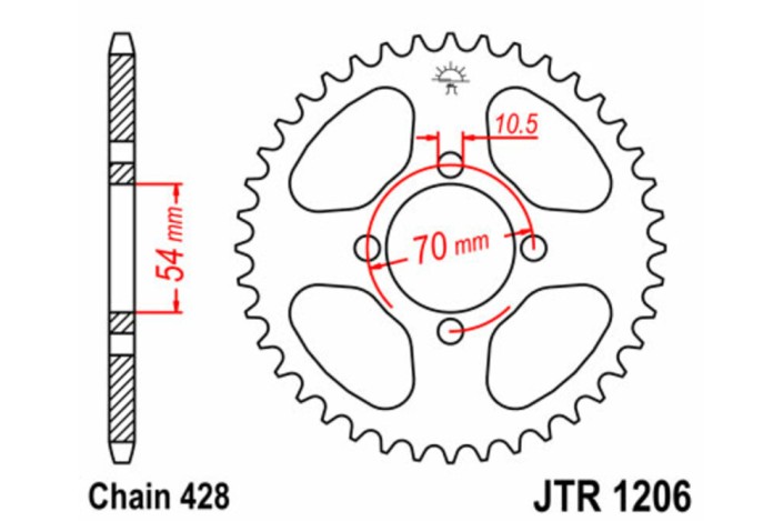 Couronne JT SPROCKETS acier standard 1206 - 428