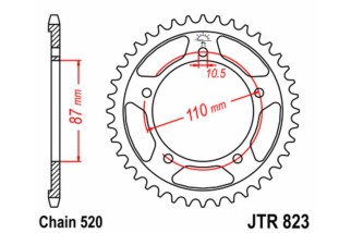 Couronne JT SPROCKETS acier standard 823 - 520