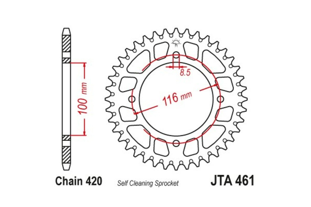 Couronne JT SPROCKETS aluminium ultra-light anti-boue 461 - 420