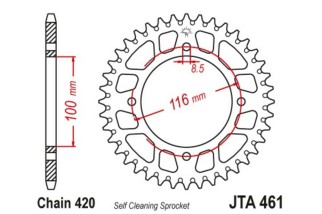 Couronne JT SPROCKETS aluminium ultra-light anti-boue 461 - 420